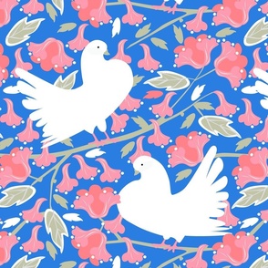 Elegant pigeon floral warm blue