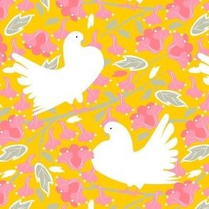 Elegant pigeon floral warm yellow