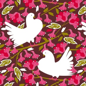 Elegant pigeon floral warm maroon