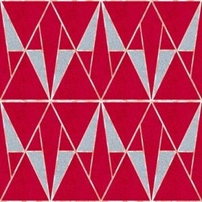 Memphis ignite diamond kite geometric almostmargyle with crackle overlay  viva magenta, raspberry red, Art Deco Lilac grey