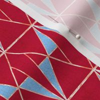 Memphis ignite diamond kite geometric almost argyle with crackle overlay With viva magenta, raspberry red, sky blue