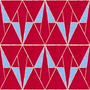 Memphis ignite diamond kite geometric almost argyle with crackle overlay With viva magenta, raspberry red, sky blue