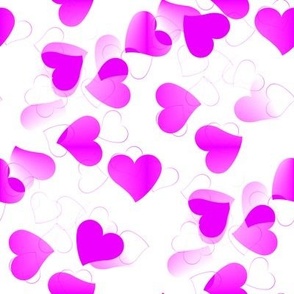 HOT PINK HEARTS ON WHITE-LARGE