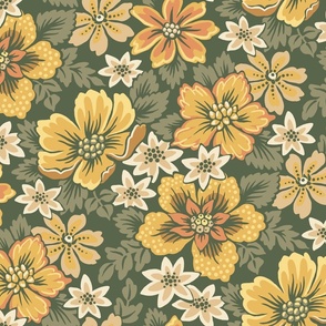 Exotic Flowers (yellow green)