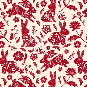  Chinese New Year -  Rabbit repeat pattern - year of the rabbit 