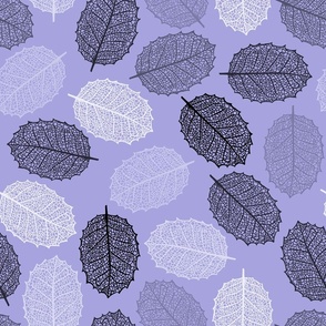 Skeletal Leaves in Lilac (purple) Spring Colours (Outlined leaves)