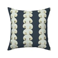 Button Mushroom Stripe in dark blue grey and yellow large