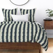 Button Mushroom Stripe in dark blue grey and yellow large