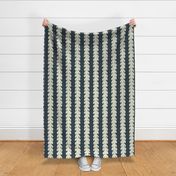 Button Mushroom Stripe in dark blue grey and yellow large