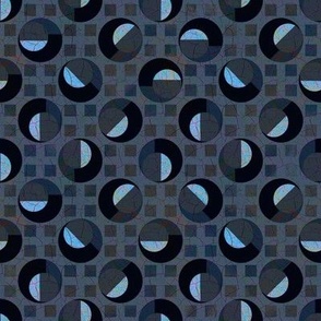Memphis Ignite layered circles on grid with crackle overlay gradient background dark grey, midnight blue, black, light blue