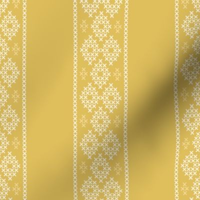 cross stitch stripe mustard gold 4 wallpaper scale by Pippa Shaw