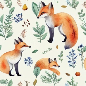 Cottagecore - Floral and cute watercolor foxes