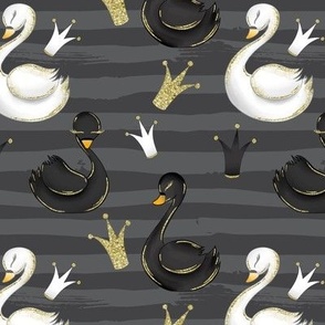 swans and crowns black