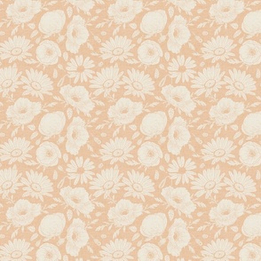 Poppies _ Daisies Coral Linen Small