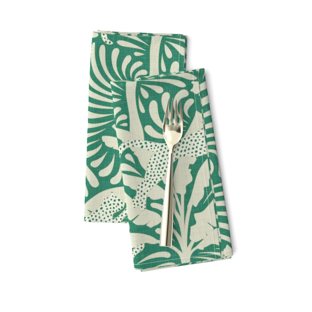 Big Cats and Palm Trees - Jungle Decor in Vintage Green Shades / Large