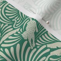 Big Cats and Palm Trees - Jungle Decor in Vintage Green Shades / Medium