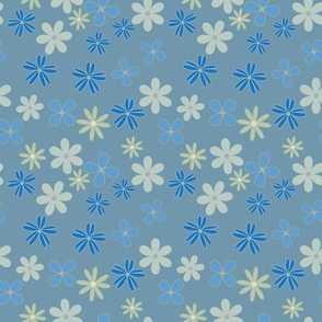 Blue background with flowers