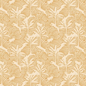 Big Cats and Palm Trees - Jungle Decor in Pale Golden Yellow / Medium