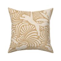 Big Cats and Palm Trees - Jungle in Creamy Beige Shades / Large