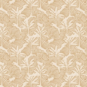 Big Cats and Palm Trees - Jungle in Creamy Beige Shades / Medium