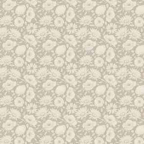 Poppies _ Daisies Dove Grey Linen 2.5