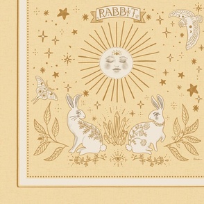 Year of the Rabbit Panel in Heather Buttercup Yellow, Ivory, and Gold 