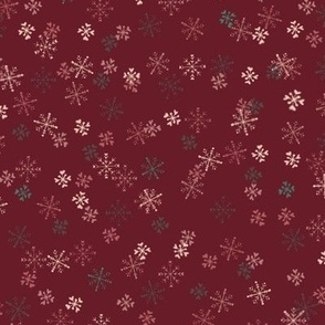 Ski Animals Collection  Snowflakes Red - Julie Prescesky