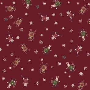 Ski Animals Collection Ditsy red