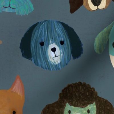 Dog heads - dark blue (large)