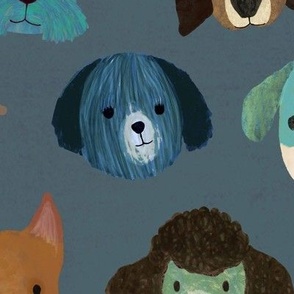 Dog heads - dark blue (large)