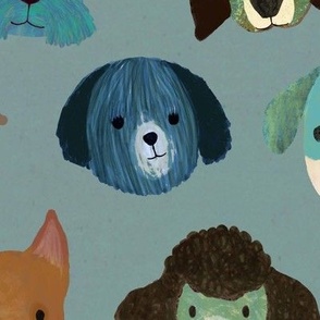 Dog heads - blue (large)