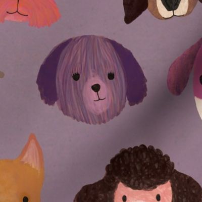 Dog heads - purple (large)