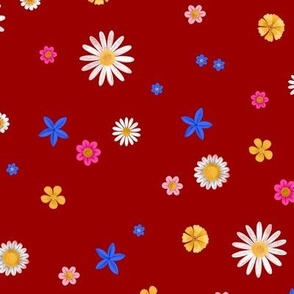 Small flowers Red background