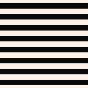 Horizontal Stripes black and warm neutral cream _ small scale