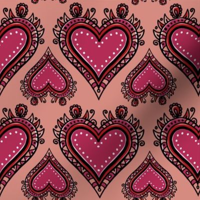 Sacred Hearts Illustration Pink - Medium