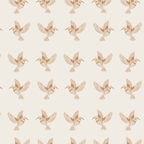 Monochrome line art  Hummingbirds_ warm minimalism  _BROWM and beige _medium scale