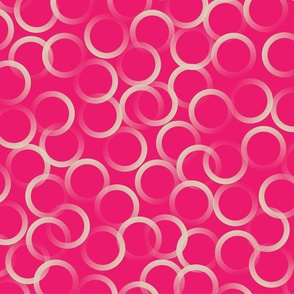 Abstract Tossed Circles and Rings  PInk Large hot pink 