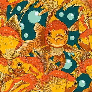 Hand Drawn Fancy Fantail Goldfish