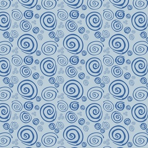 Swirls in Royal Blue on Light Blue