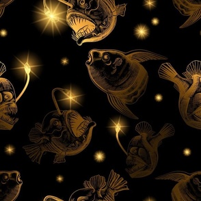 Golden Glow Light Bioluminescent Deep Sea Angler Fish