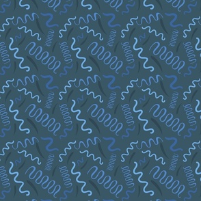 Squiggles in Navy Monochrome