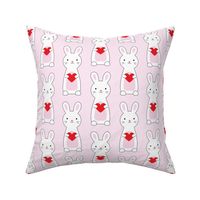 Pink Bunnies with Red Hearts