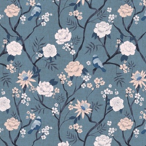 Antoinette Floral Light Blue Gray