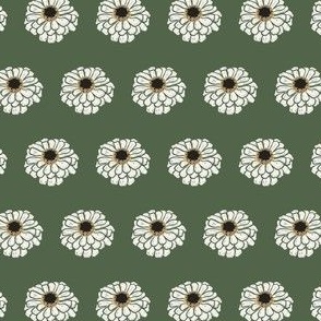 Zinnia Floral Polka Dot, Green and white, 3in