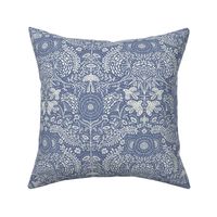 Woodland Damask - Hope is a Thing With Feathers - Blue Nova White Dove