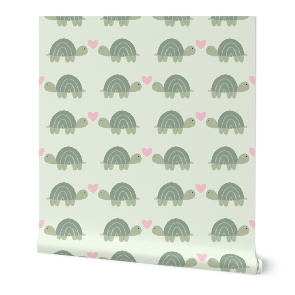 Love Turtles on Green - Valentine's Day