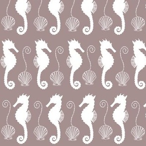 Seahorses Shells, and Swirls Pattern in Regency Orchid - Coordinate