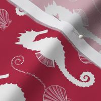 Seahorses Shells, and Swirls Pattern in Viva Magenta - Coordinate