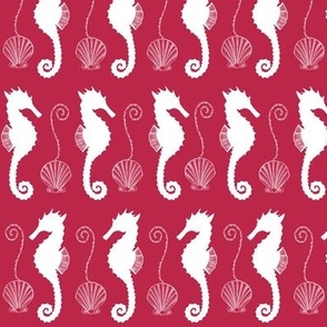 Seahorses Shells, and Swirls Pattern in Viva Magenta - Coordinate