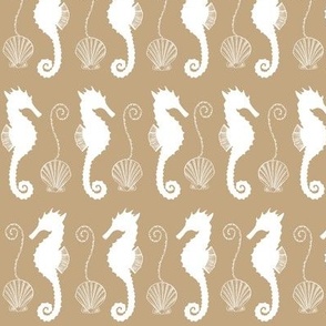 Seahorses Shells, and Swirls Pattern in Regency Linen - Coordinate